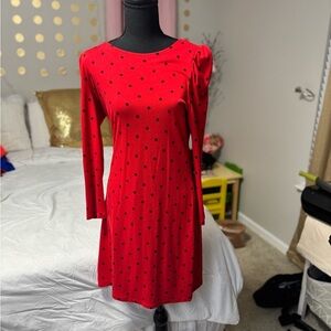 Old Navy Red Polka Dot Long Sleeve Dress Size S